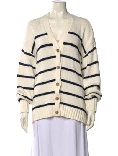 Pre-owned Jenni Kayne Striped V-neck Sweater In Neutral