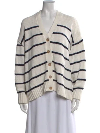 Pre-owned Jenni Kayne Striped V-neck Sweater In Neutral