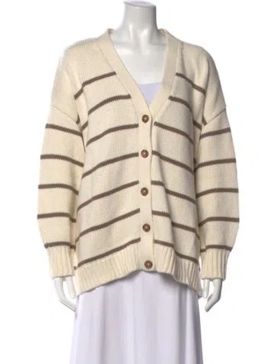 Pre-owned Jenni Kayne Striped V-neck Sweater W/ Tags In Neutrals