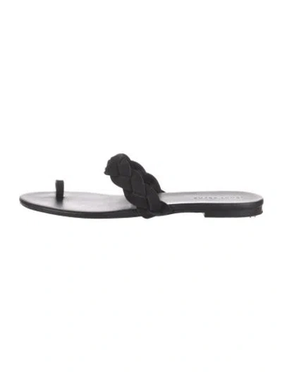 Pre-owned Jenni Kayne Suede Braided Accents Sandals In Black