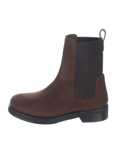Pre-owned Jenni Kayne Suede Colorblock Pattern Chelsea Boots In Brown