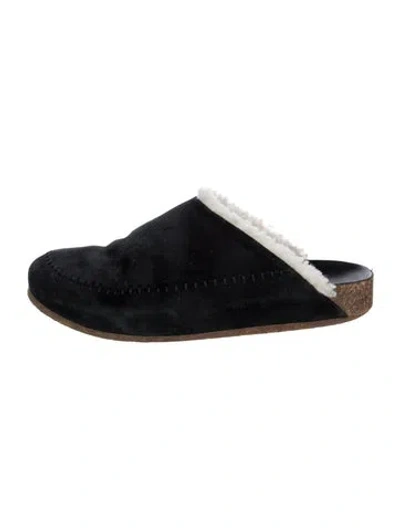 Pre-owned Jenni Kayne Suede Colorblock Pattern Mules In Black