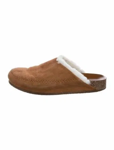 Pre-owned Jenni Kayne Suede Colorblock Pattern Mules In Brown