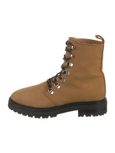 Pre-owned Jenni Kayne Suede Combat Boots In Brown