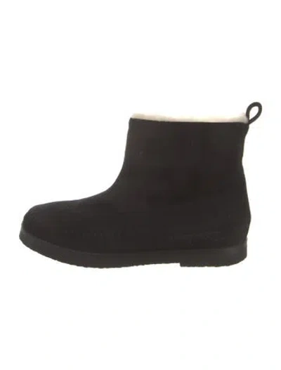 Pre-owned Jenni Kayne Suede Fur Trim Boots In Black