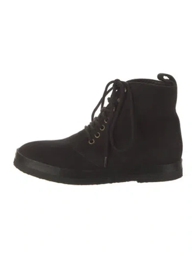 Pre-owned Jenni Kayne Suede Lace-up Boots In Black