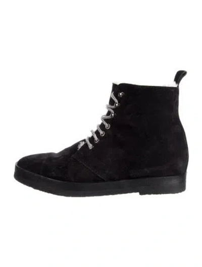 Pre-owned Jenni Kayne Suede Lace-up Boots In Black