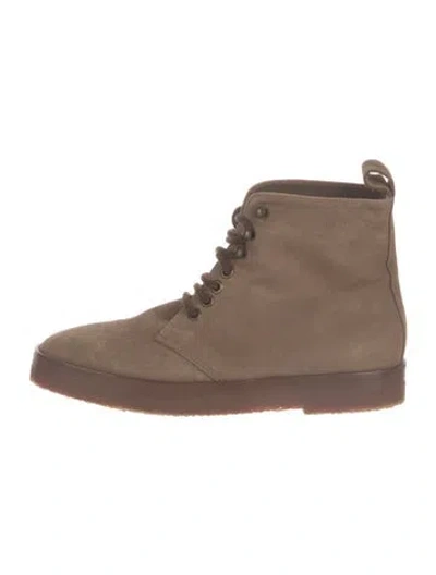 Pre-owned Jenni Kayne Suede Lace-up Boots In Brown