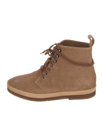 Pre-owned Jenni Kayne Suede Lace-up Boots In Brown