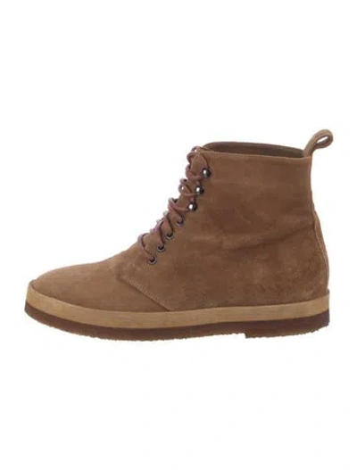 Pre-owned Jenni Kayne Suede Lace-up Boots In Brown