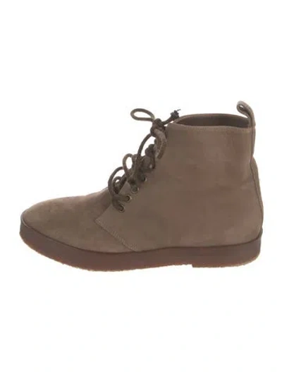Pre-owned Jenni Kayne Suede Lace-up Boots In Brown