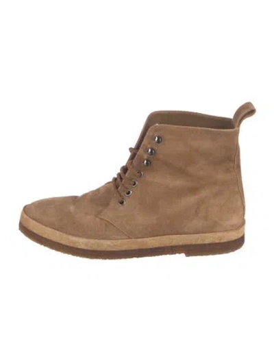 Pre-owned Jenni Kayne Suede Lace-up Boots In Brown