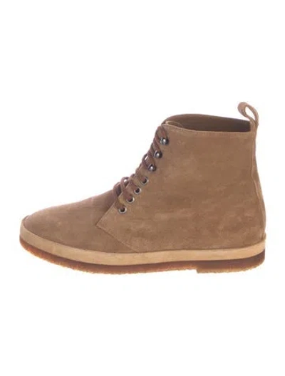 Pre-owned Jenni Kayne Suede Lace-up Boots In Brown