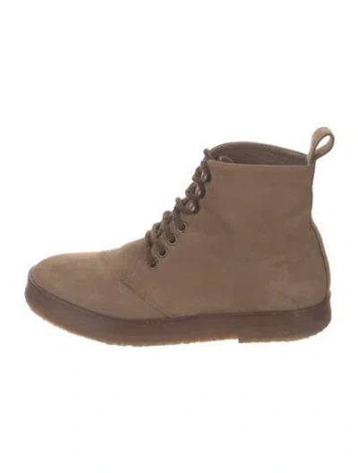 Pre-owned Jenni Kayne Suede Lace-up Boots In Neutral