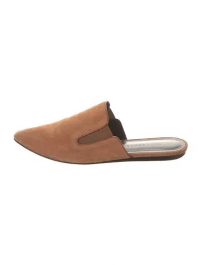 Pre-owned Jenni Kayne Suede Leather Trim Embellishment Mules In Brown