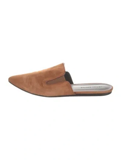 Pre-owned Jenni Kayne Suede Leather Trim Embellishment Mules In Brown