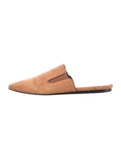 Pre-owned Jenni Kayne Suede Leather Trim Embellishment Mules In Neutral