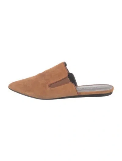 Pre-owned Jenni Kayne Suede Leather Trim Embellishment Mules In Neutrals