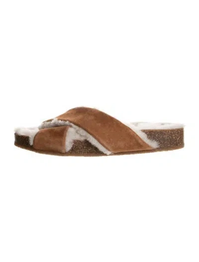 Pre-owned Jenni Kayne Suede Slides In Brown