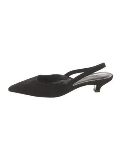 Pre-owned Jenni Kayne Suede Slingback Pumps In Black