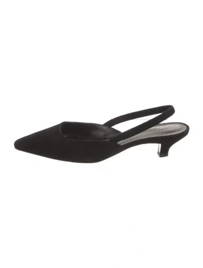 Pre-owned Jenni Kayne Suede Slingback Pumps In Black