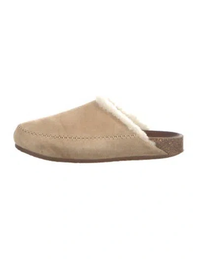 Pre-owned Jenni Kayne Suede Whipstitch Trim Mules In Neutrals
