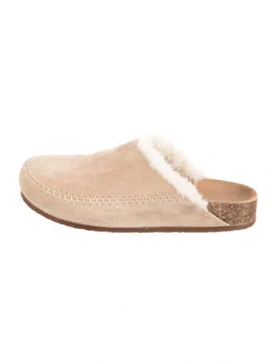 Pre-owned Jenni Kayne Suede Whipstitch Trim Slippers In Neutrals