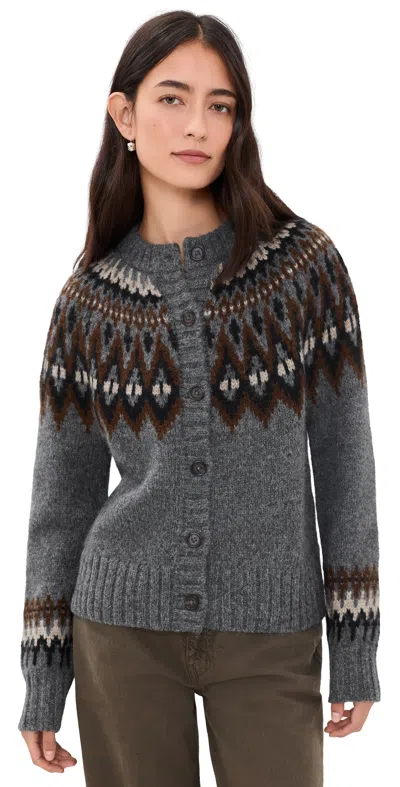Jenni Kayne Thatcher Crew Neck Cardigan Charcoal In Gray