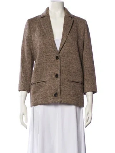 Pre-owned Jenni Kayne Tweed Pattern Blazer In Brown