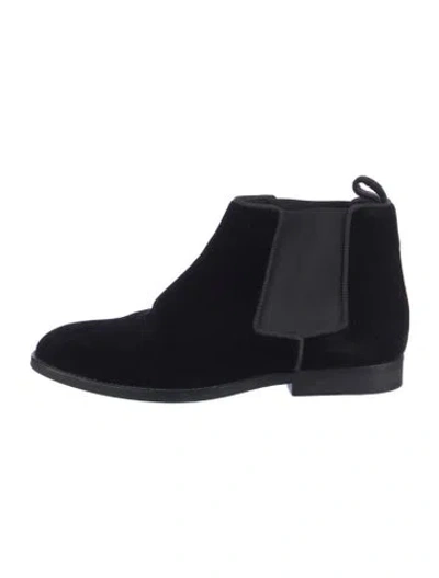 Pre-owned Jenni Kayne Velvet Grosgrain Trim Chelsea Boots In Black