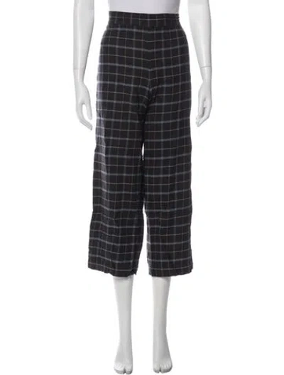 Pre-owned Jenni Kayne Virgin Wool Plaid Print Pajamas In Blue