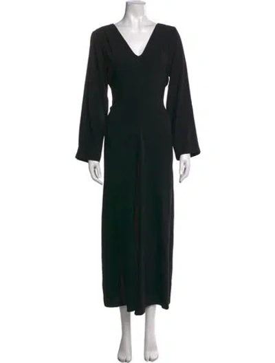 Pre-owned Jenni Kayne V-neck Long Dress In Black