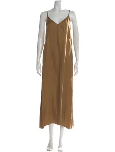 Pre-owned Jenni Kayne V-neck Long Dress In Brown