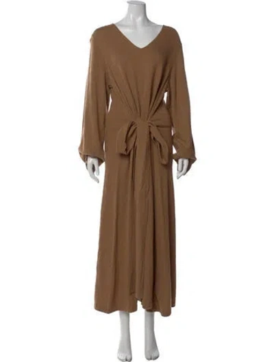 Pre-owned Jenni Kayne V-neck Long Dress In Brown