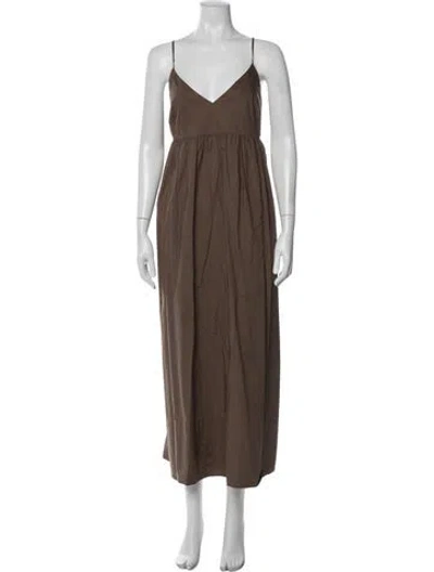Pre-owned Jenni Kayne V-neck Long Dress In Brown