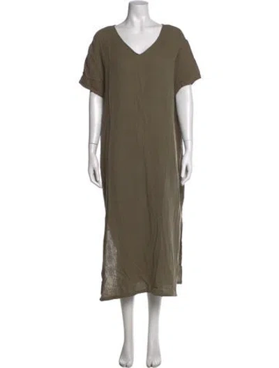 Pre-owned Jenni Kayne V-neck Long Dress In Green