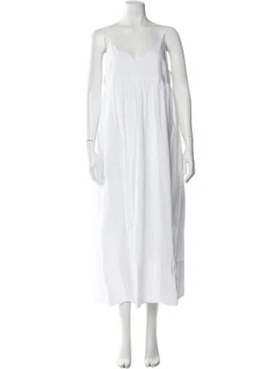 Pre-owned Jenni Kayne V-neck Long Dress In White