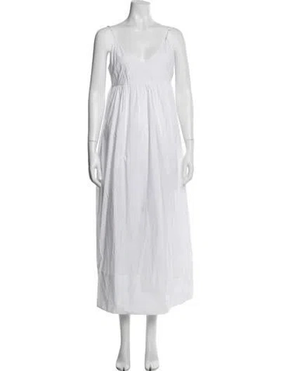 Pre-owned Jenni Kayne V-neck Long Dress In White