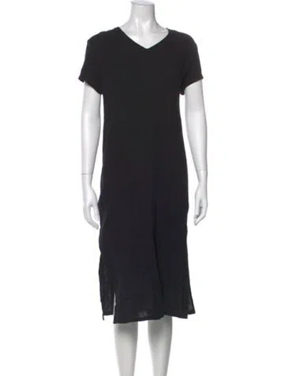 Pre-owned Jenni Kayne V-neck Midi Length Dress In Black