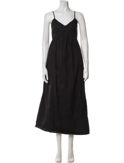 Pre-owned Jenni Kayne V-neck Midi Length Dress In Black
