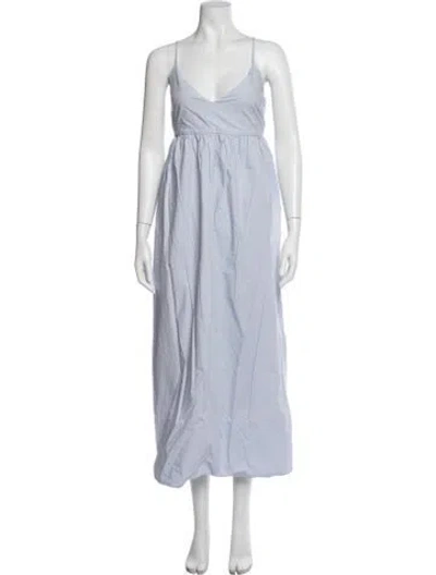 Pre-owned Jenni Kayne V-neck Midi Length Dress In Blue