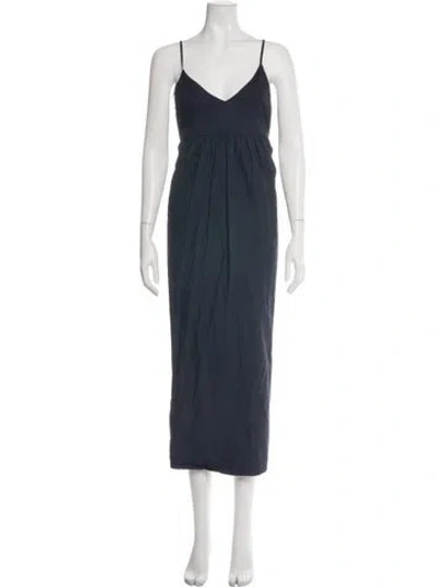 Pre-owned Jenni Kayne V-neck Midi Length Dress In Blue