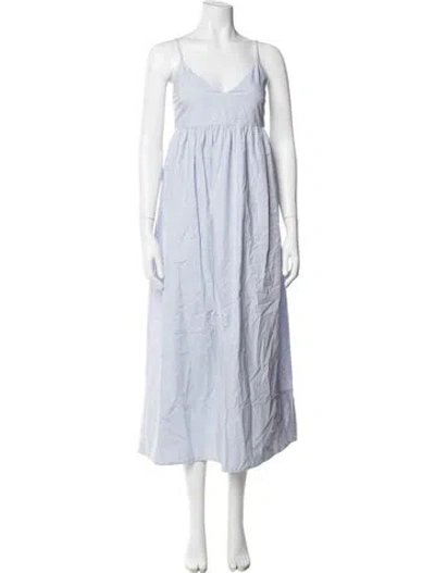 Pre-owned Jenni Kayne V-neck Midi Length Dress In Blue