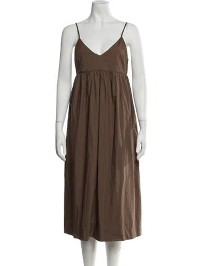 Pre-owned Jenni Kayne V-neck Midi Length Dress In Green