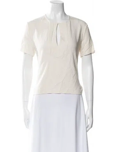 Pre-owned Jenni Kayne V-neck Short Sleeve T-shirt In White