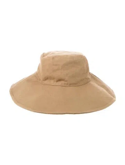 Pre-owned Jenni Kayne Wide Brim Canvas Sun Hat In Brown
