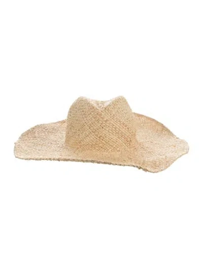 Pre-owned Jenni Kayne Wide Raffia Sun Hat In Neutral
