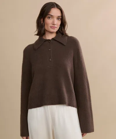 Jenni Kayne Cashmere Stevie Polo Chocolate In Brown