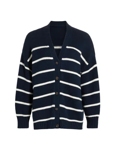 Jenni Kayne Women's Chloe Striped Cotton Cardigan In Blue