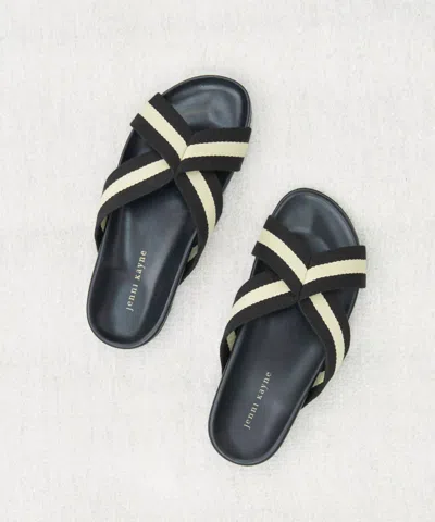 Jenni Kayne Women's Cotton Crossover Sandal In Black Stripe
